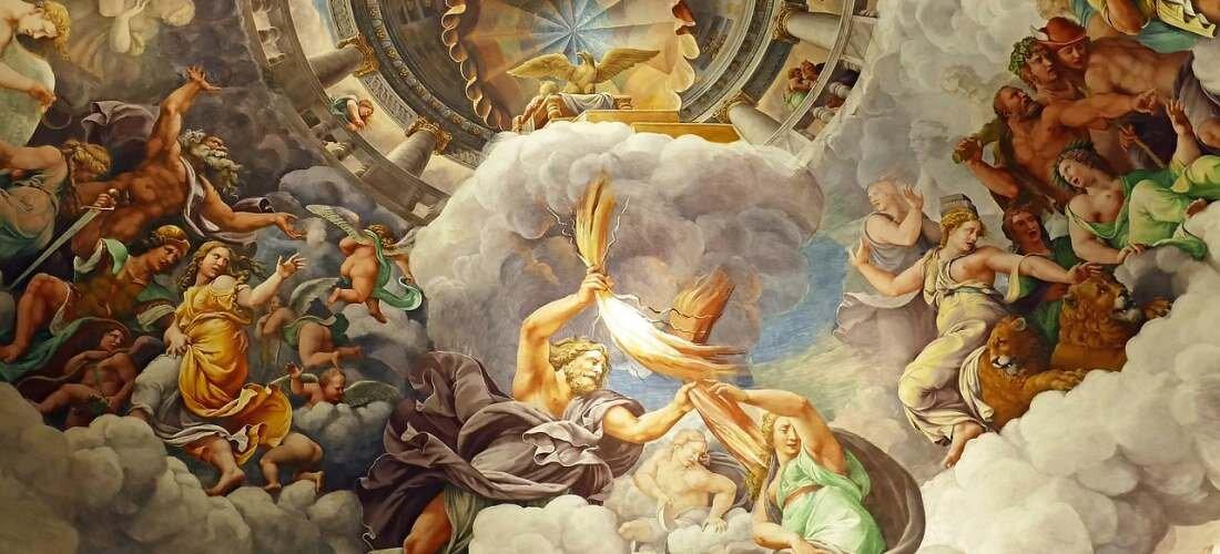 “The Olympian Gods” wall painting by Giulio Romano
