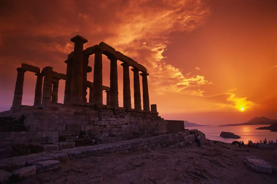 Temple of Poseidon during sunset